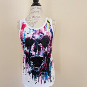 Manfinity skull rainbow drip 3D tank top size XL